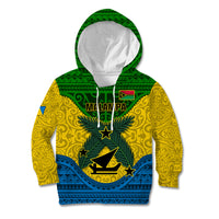 Vanuatu Malampa Province Kid Hoodie Coat Of Arms And Namele Fern Polynesian Pattern LT05 Hoodie Yellow - Polynesian Pride
