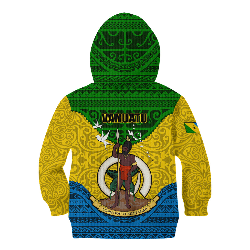 Vanuatu Malampa Province Kid Hoodie Coat Of Arms And Namele Fern Polynesian Pattern LT05 - Polynesian Pride