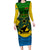 Vanuatu Malampa Province Long Sleeve Bodycon Dress Coat Of Arms And Namele Fern Polynesian Pattern LT05 Long Dress Yellow - Polynesian Pride