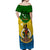 Vanuatu Malampa Province Off Shoulder Maxi Dress Coat Of Arms And Namele Fern Polynesian Pattern LT05 - Polynesian Pride