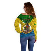 Vanuatu Malampa Province Off Shoulder Sweater Coat Of Arms And Namele Fern Polynesian Pattern LT05 - Polynesian Pride