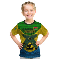 Personalized Vanuatu Malampa Province Kid T Shirt Coat Of Arms And Namele Fern Polynesian Pattern LT05 Yellow - Polynesian Pride