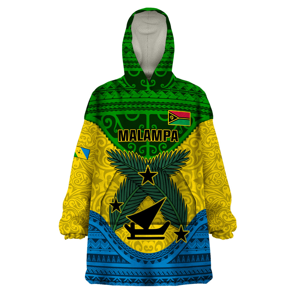 Personalized Vanuatu Malampa Province Wearable Blanket Hoodie Coat Of Arms And Namele Fern Polynesian Pattern LT05 One Size Yellow - Polynesian Pride