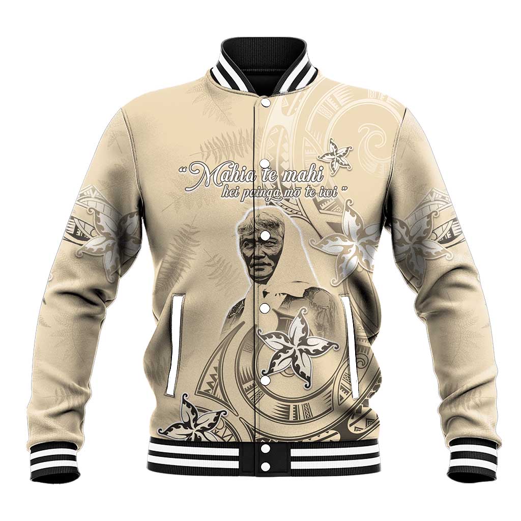 New Zealand Aotearoa Princess Te Puea Baseball Jacket Maori Pattern