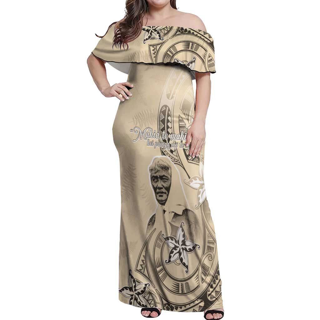 New Zealand Aotearoa Princess Te Puea Off Shoulder Maxi Dress Maori Pattern