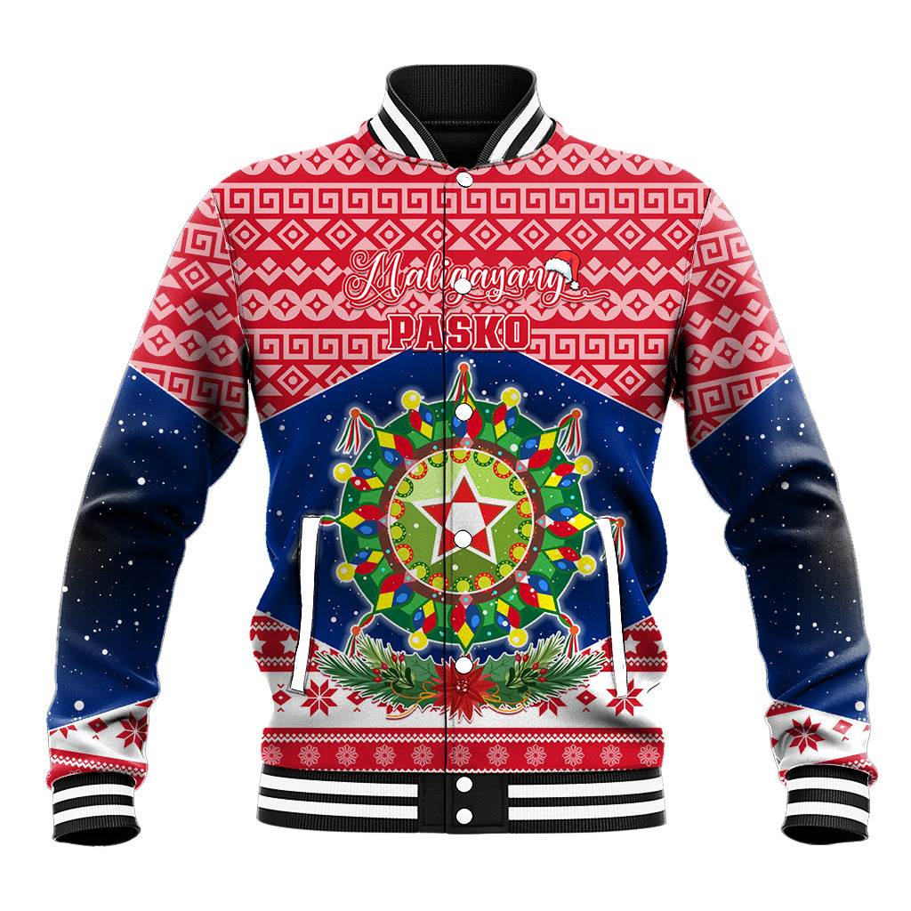 Personalised Philippines Christmas Baseball Jacket Filipino Parol Maligayang Pasko LT05 Unisex Red - Polynesian Pride