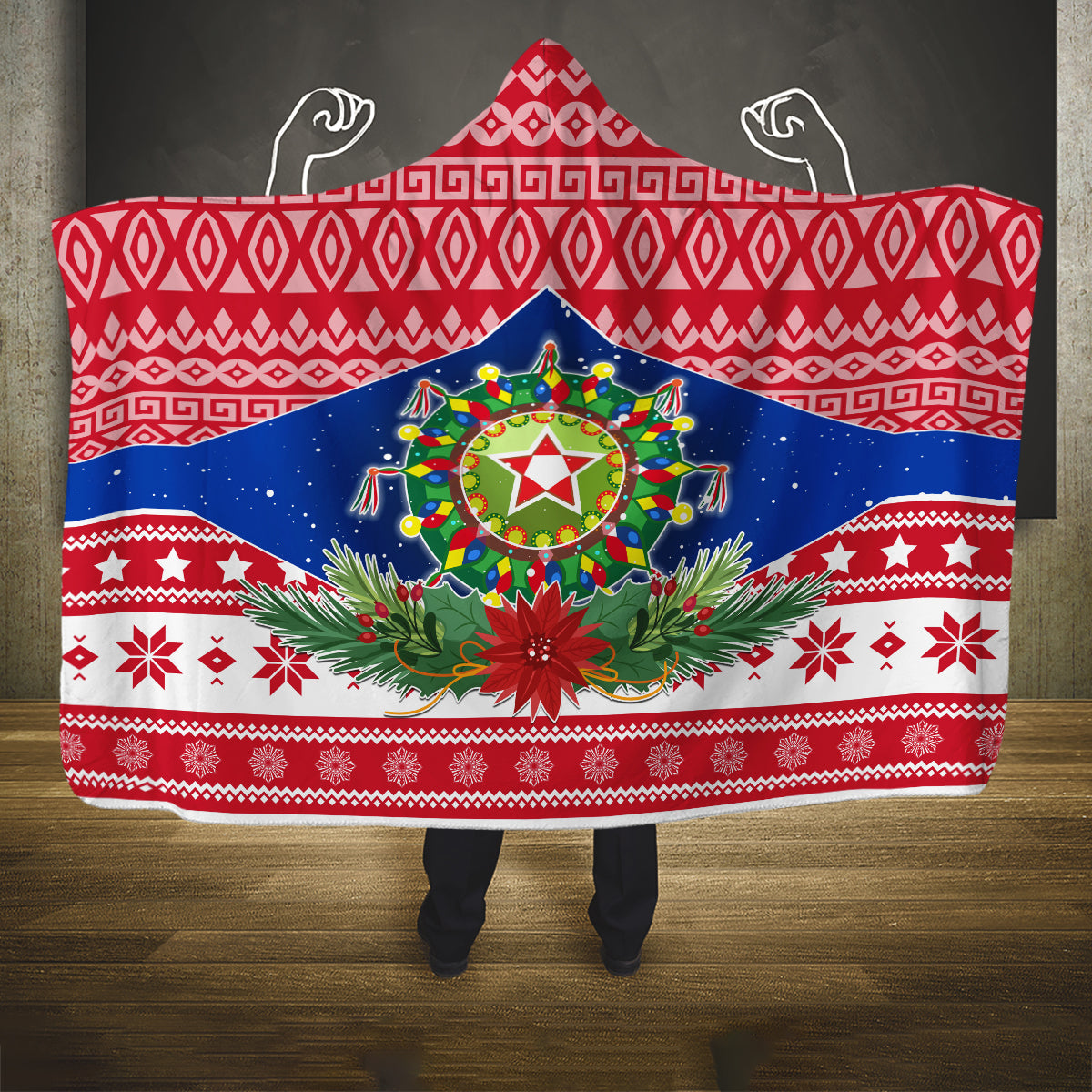 Philippines Christmas Hooded Blanket Filipino Parol Maligayang Pasko LT05 One Size Red - Polynesian Pride