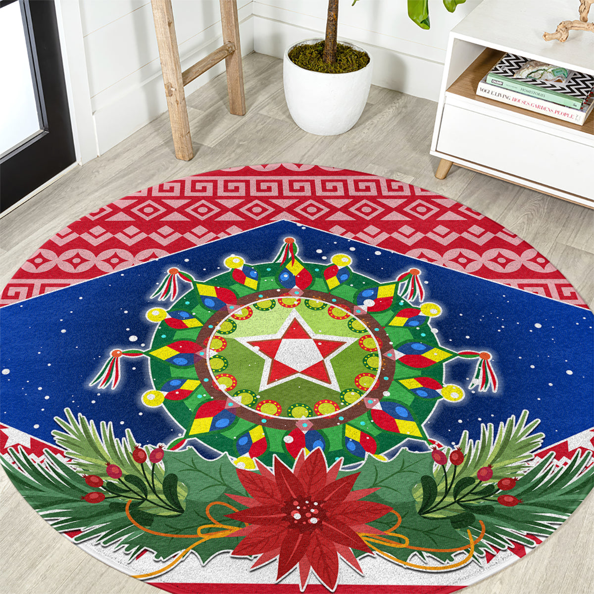 Philippines Christmas Round Carpet Filipino Parol Maligayang Pasko LT05 Red - Polynesian Pride