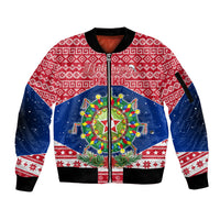 Personalised Philippines Christmas Sleeve Zip Bomber Jacket Filipino Parol Maligayang Pasko LT05 Unisex Red - Polynesian Pride