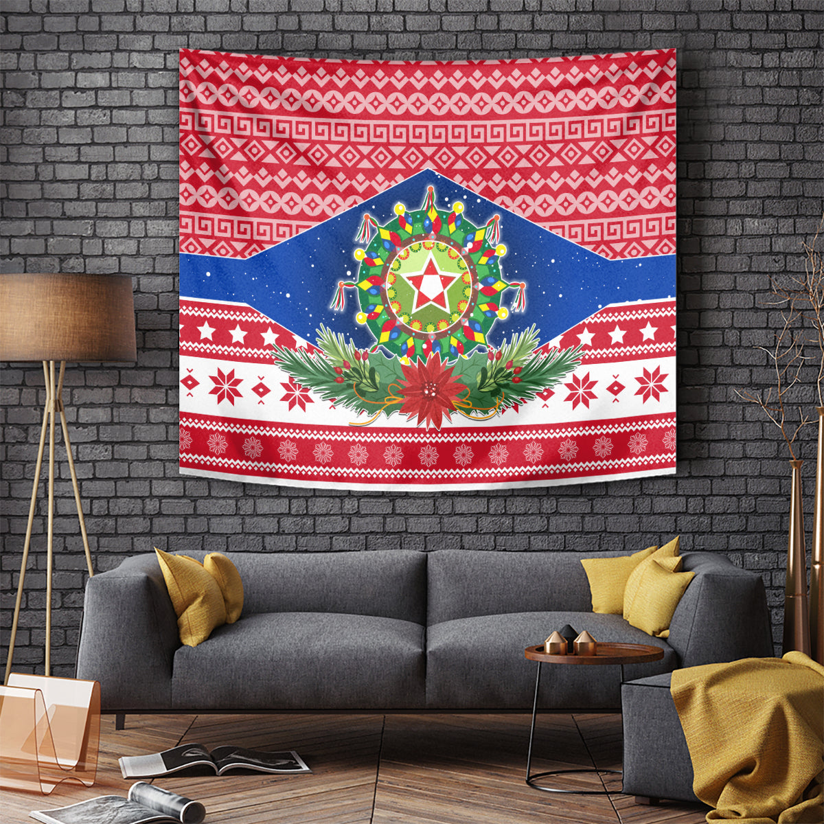 Philippines Christmas Tapestry Filipino Parol Maligayang Pasko LT05 Red - Polynesian Pride