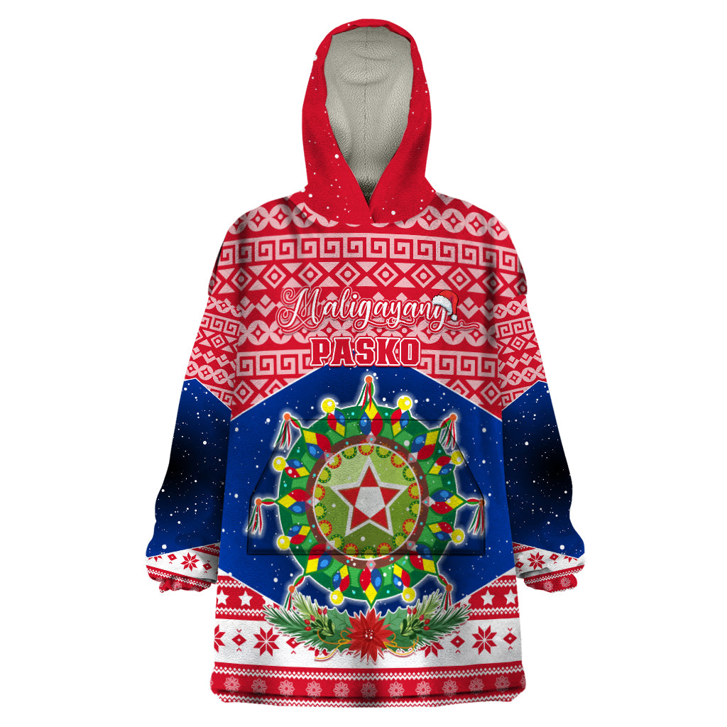 Personalised Philippines Christmas Wearable Blanket Hoodie Filipino Parol Maligayang Pasko LT05 One Size Red - Polynesian Pride