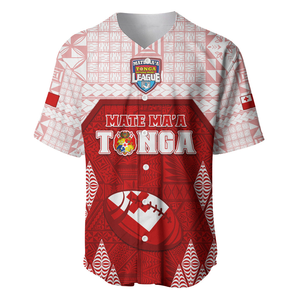 Custom Tonga Rugby Baseball Jersey 2023 Pacific Championships Kupesi Ngatu Mate Maa LT05 Red - Polynesian Pride