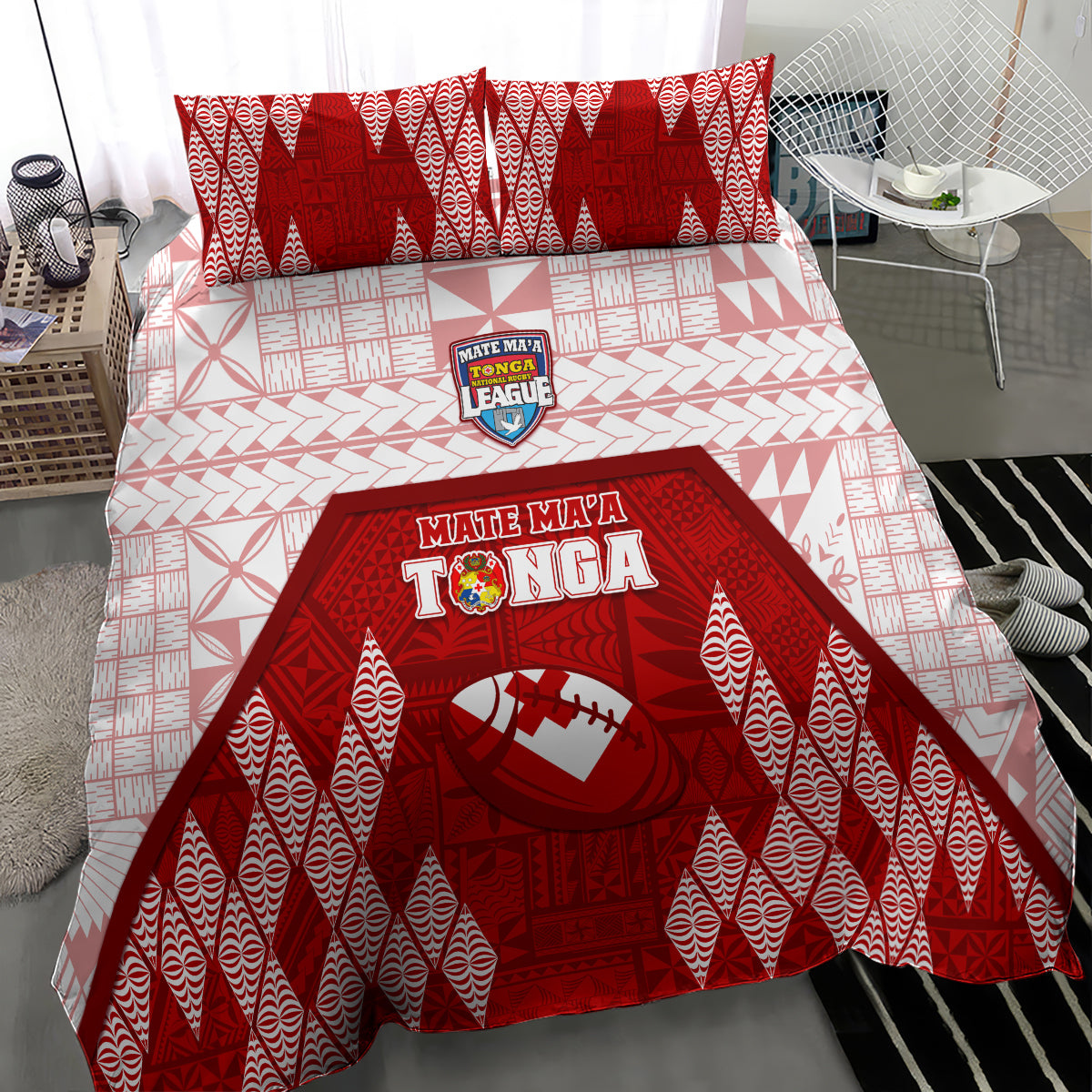 Tonga Rugby Bedding Set 2023 Pacific Championships Kupesi Ngatu Mate Maa LT05 - Polynesian Pride