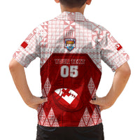 Custom Tonga Rugby Family Matching Long Sleeve Bodycon Dress and Hawaiian Shirt 2023 Pacific Championships Kupesi Ngatu Mate Maa LT05 - Polynesian Pride