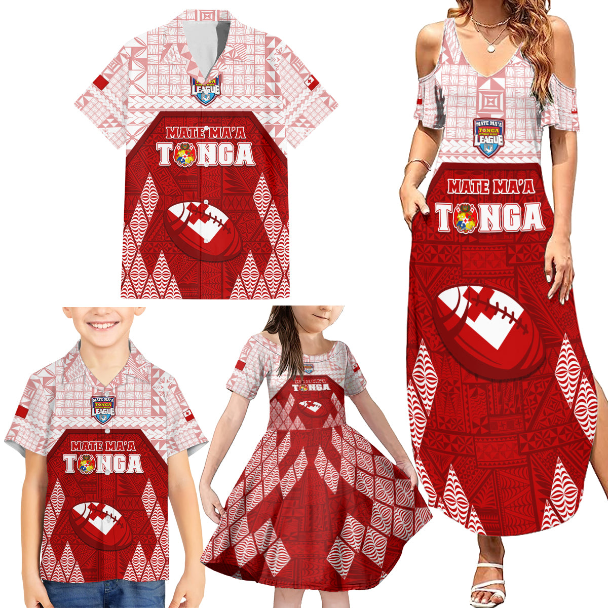 Custom Tonga Rugby Family Matching Summer Maxi Dress and Hawaiian Shirt 2023 Pacific Championships Kupesi Ngatu Mate Maa LT05 - Polynesian Pride