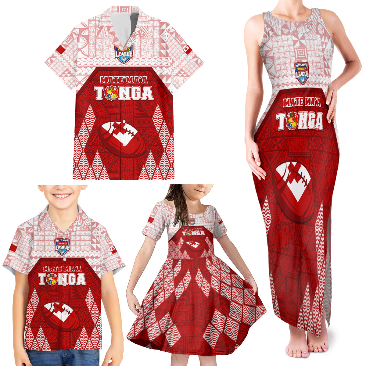 Custom Tonga Rugby Family Matching Tank Maxi Dress and Hawaiian Shirt 2023 Pacific Championships Kupesi Ngatu Mate Maa LT05 - Polynesian Pride