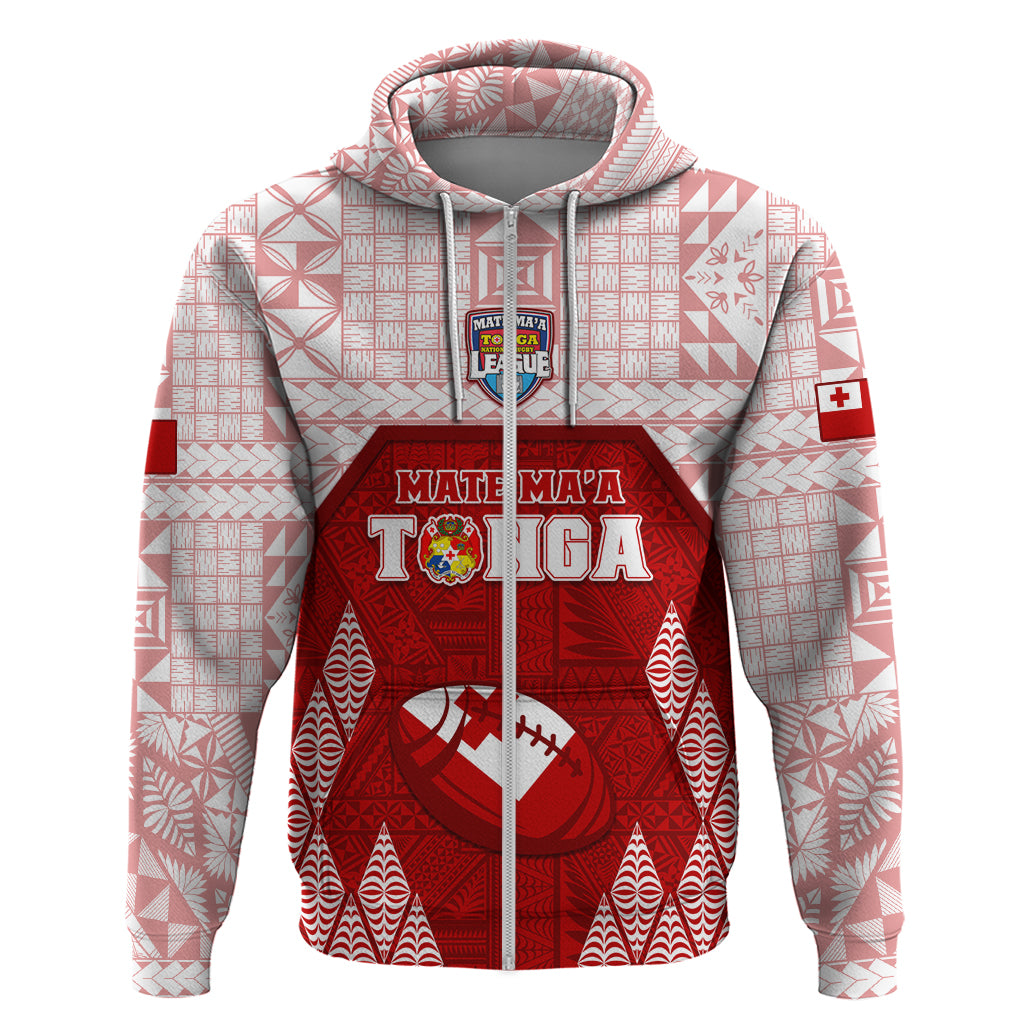 Custom Tonga Rugby Hoodie 2023 Pacific Championships Kupesi Ngatu Mate Maa LT05 Zip Hoodie Red - Polynesian Pride