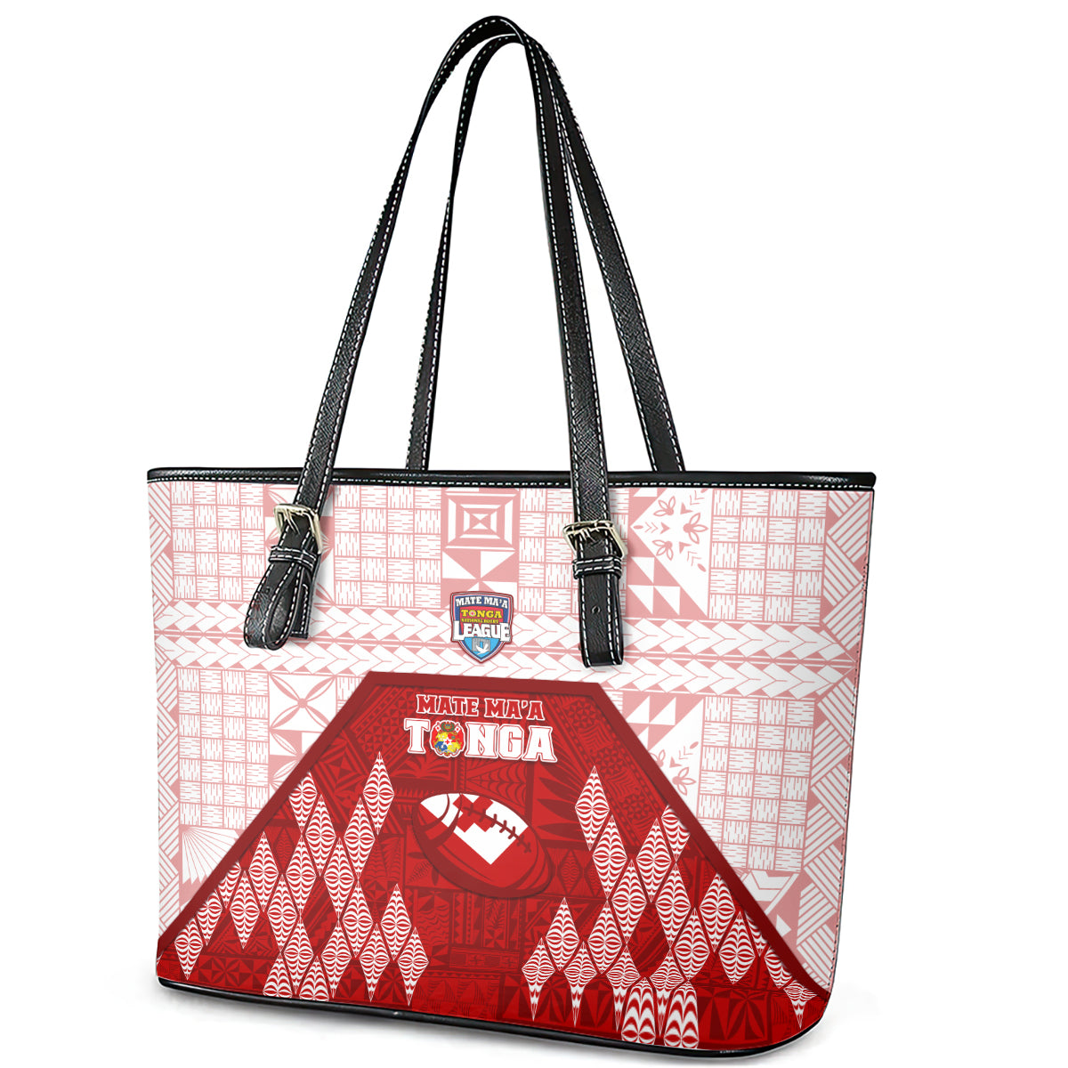 Tonga Rugby Leather Tote Bag 2023 Pacific Championships Kupesi Ngatu Mate Maa LT05 - Polynesian Pride