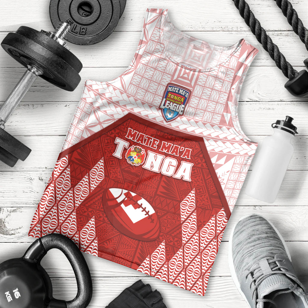 Custom Tonga Rugby Men Tank Top 2023 Pacific Championships Kupesi Ngatu Mate Maa LT05 Red - Polynesian Pride