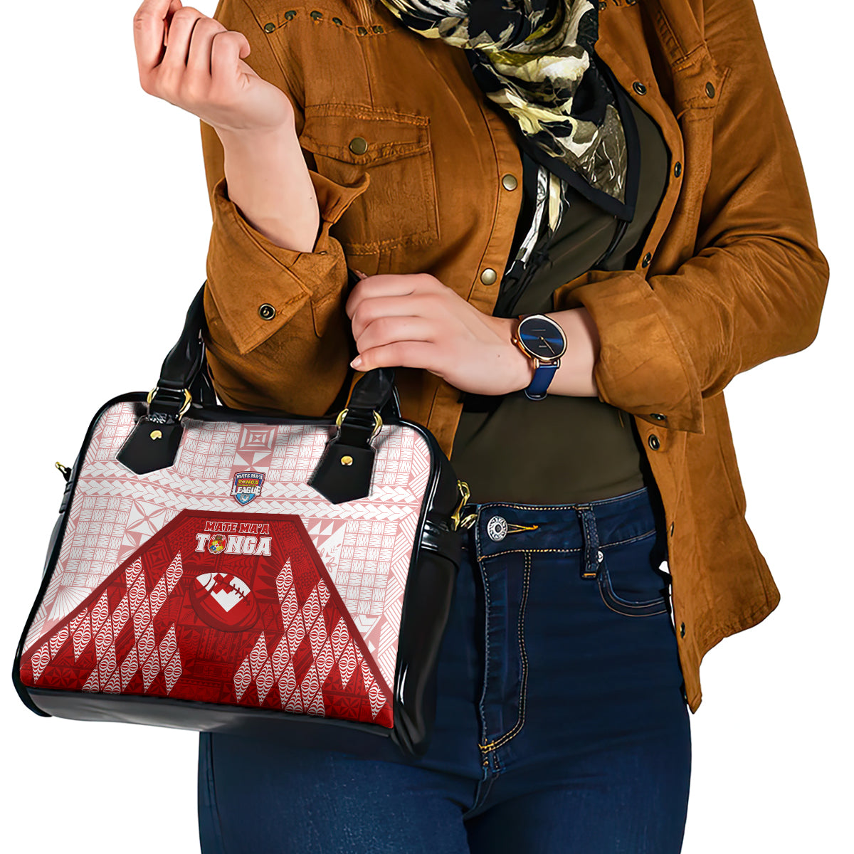 Tonga Rugby Shoulder Handbag 2023 Pacific Championships Kupesi Ngatu Mate Maa LT05 - Polynesian Pride