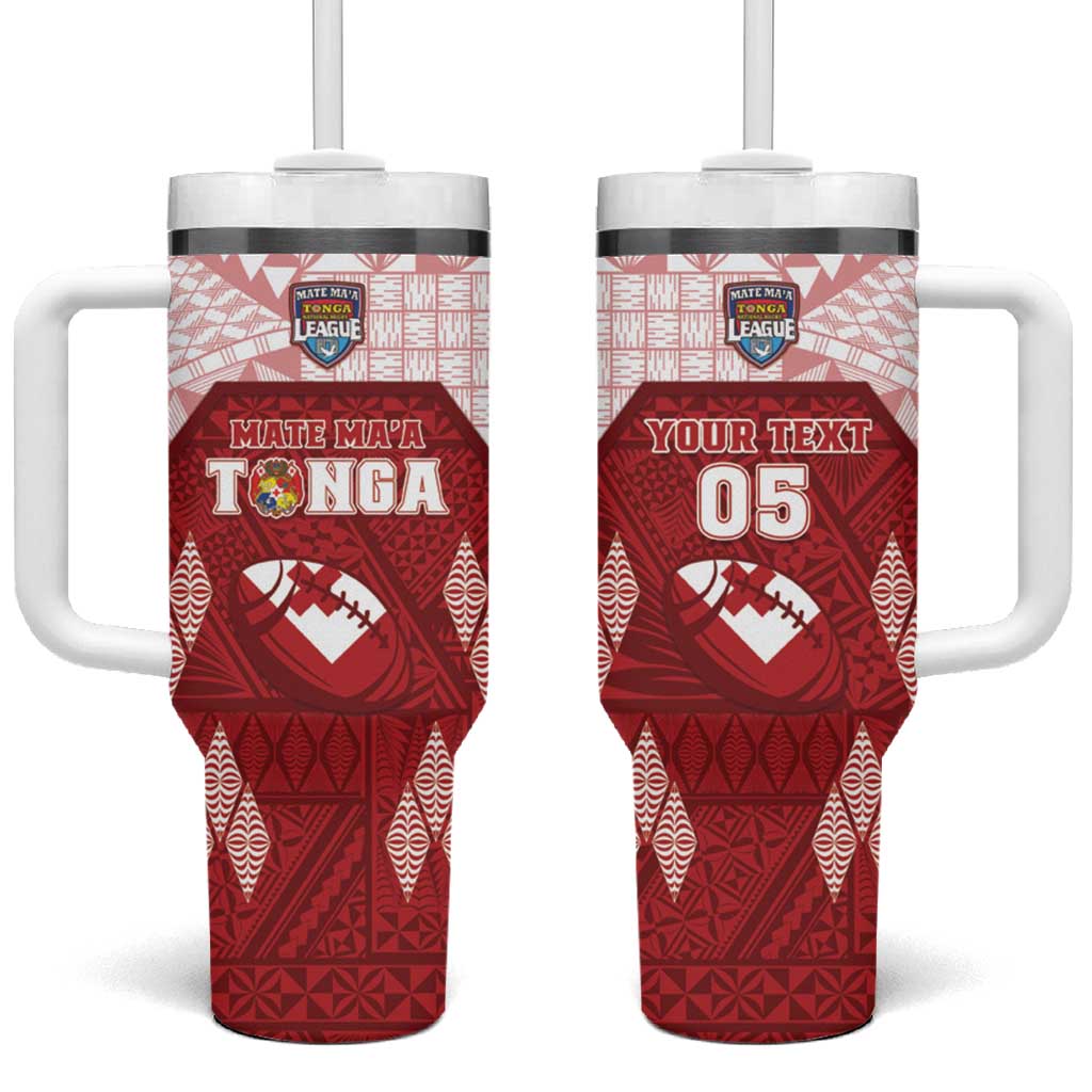 Custom Tonga Rugby Tumbler With Handle 2023 Pacific Championships Kupesi Ngatu Mate Maa LT05 One Size: 40 oz Red - Polynesian Pride