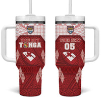 Custom Tonga Rugby Tumbler With Handle 2023 Pacific Championships Kupesi Ngatu Mate Maa LT05 One Size: 40 oz Red - Polynesian Pride