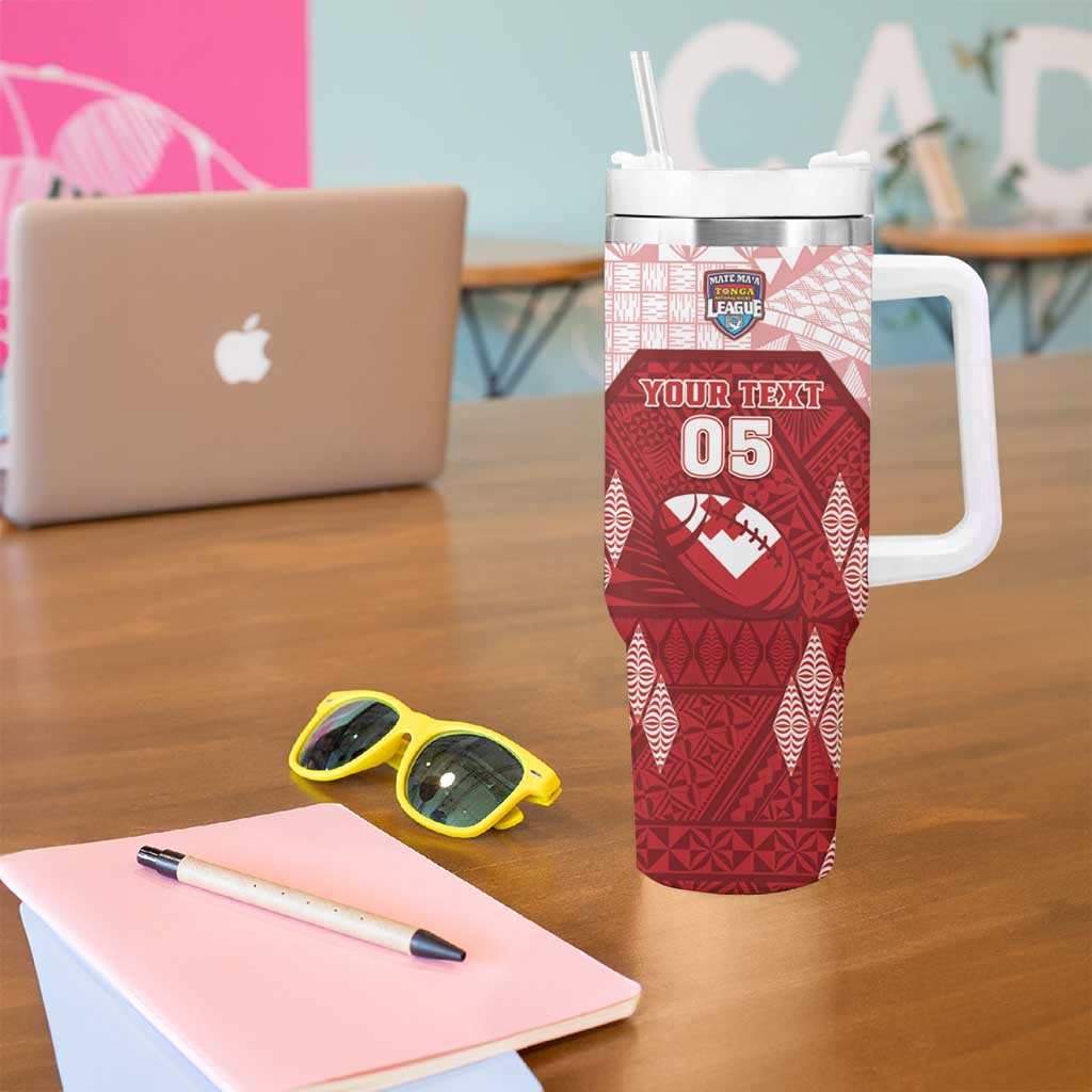 Custom Tonga Rugby Tumbler With Handle 2023 Pacific Championships Kupesi Ngatu Mate Maa LT05 - Polynesian Pride