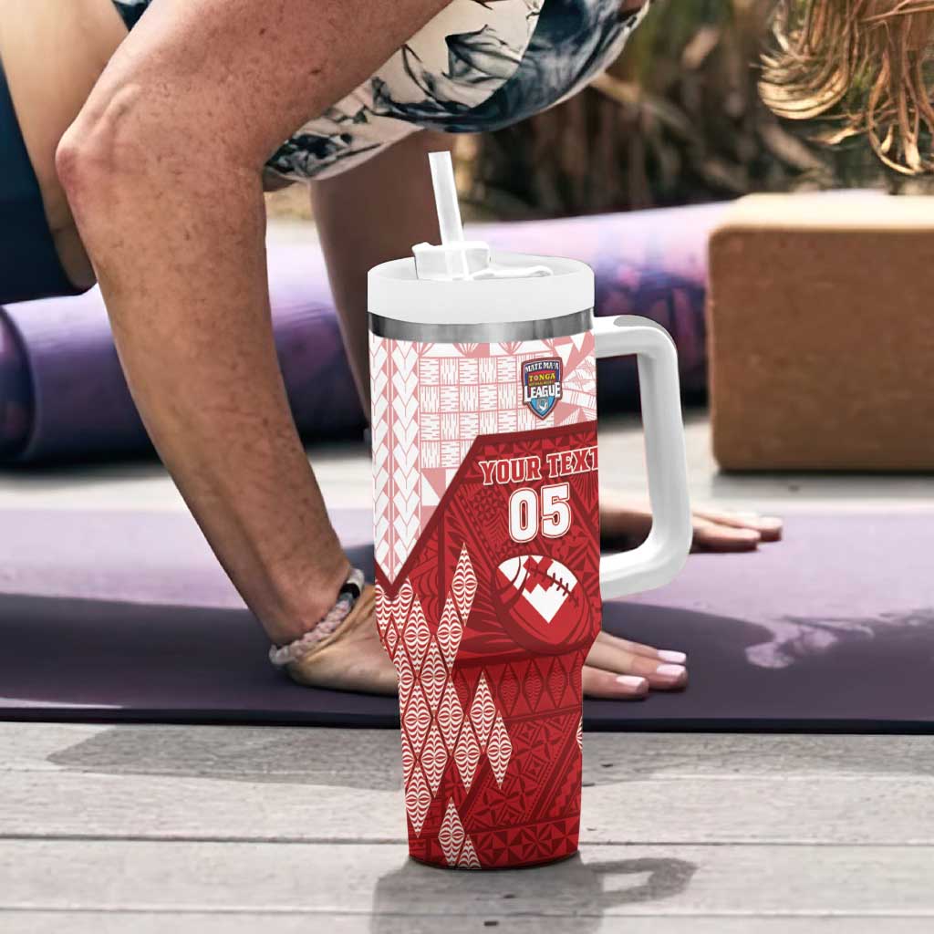 Custom Tonga Rugby Tumbler With Handle 2023 Pacific Championships Kupesi Ngatu Mate Maa LT05 - Polynesian Pride
