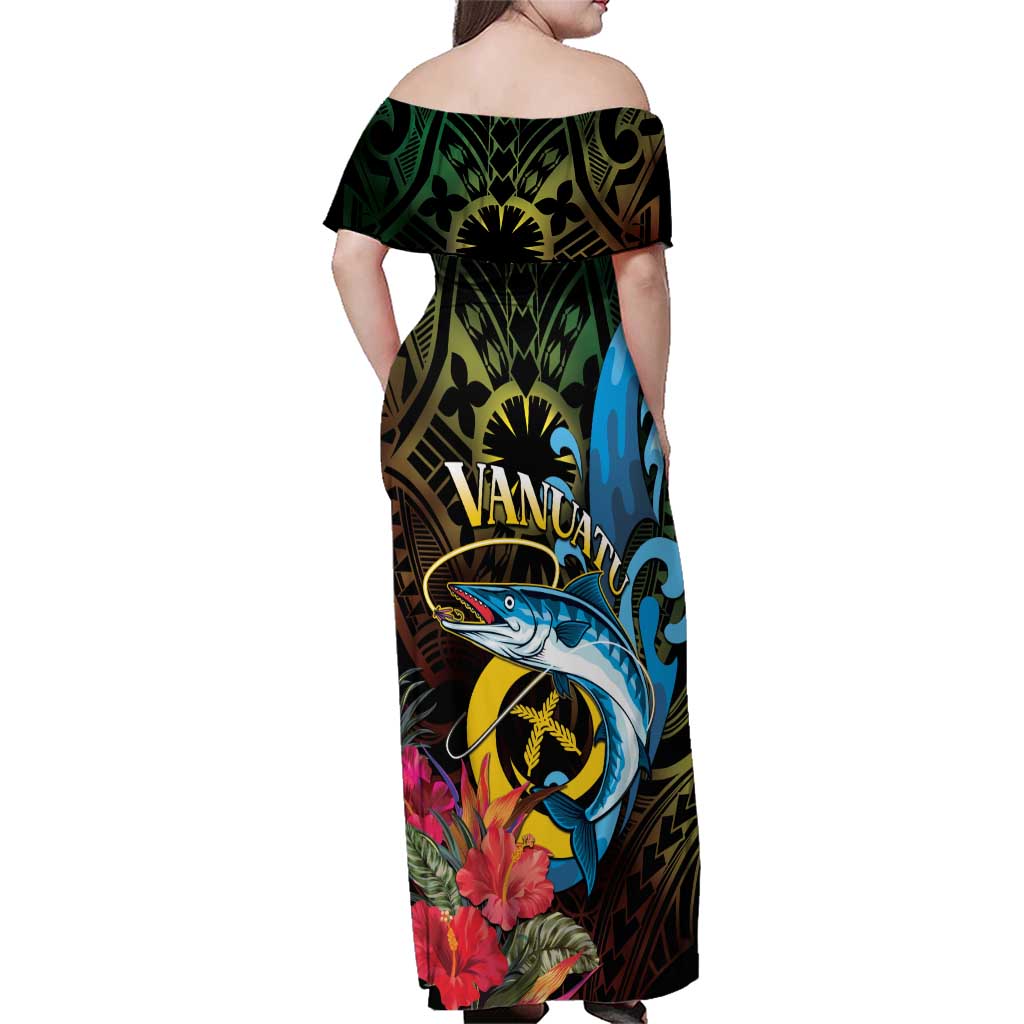 Vanuatu Fishing Family Matching Off Shoulder Maxi Dress and Hawaiian Shirt It's Time To Fish