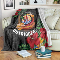 French Polynesia Outrigger Canoe Race Blanket Tropical Vibe LT05 Black - Polynesian Pride