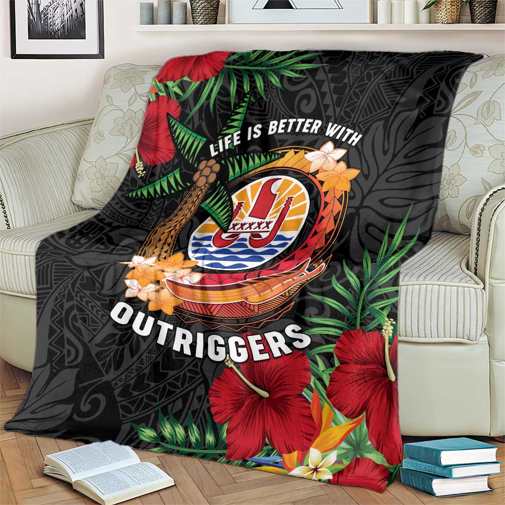French Polynesia Outrigger Canoe Race Blanket Tropical Vibe LT05 - Polynesian Pride