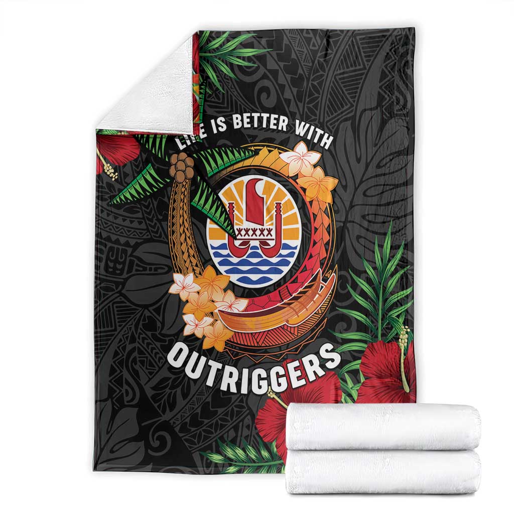 French Polynesia Outrigger Canoe Race Blanket Tropical Vibe LT05 - Polynesian Pride