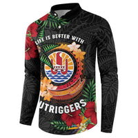 Personalised French Polynesia Outrigger Canoe Race Button Sweatshirt Tropical Vibe LT05 - Polynesian Pride