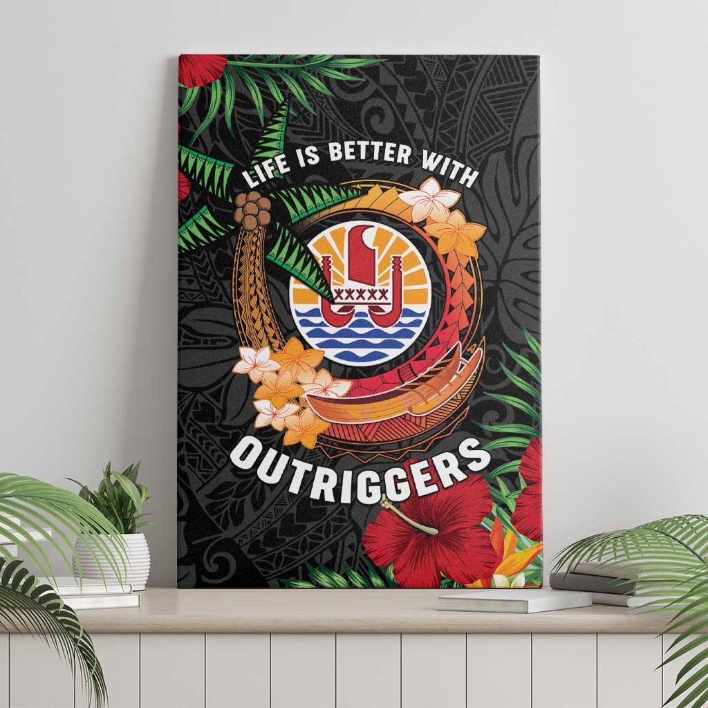 French Polynesia Outrigger Canoe Race Canvas Wall Art Tropical Vibe LT05 - Polynesian Pride