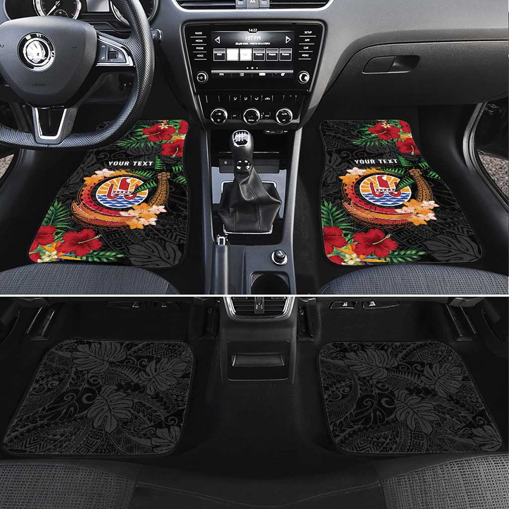 French Polynesia Outrigger Canoe Race Car Mats Tropical Vibe LT05 Set 4pcs Black - Polynesian Pride