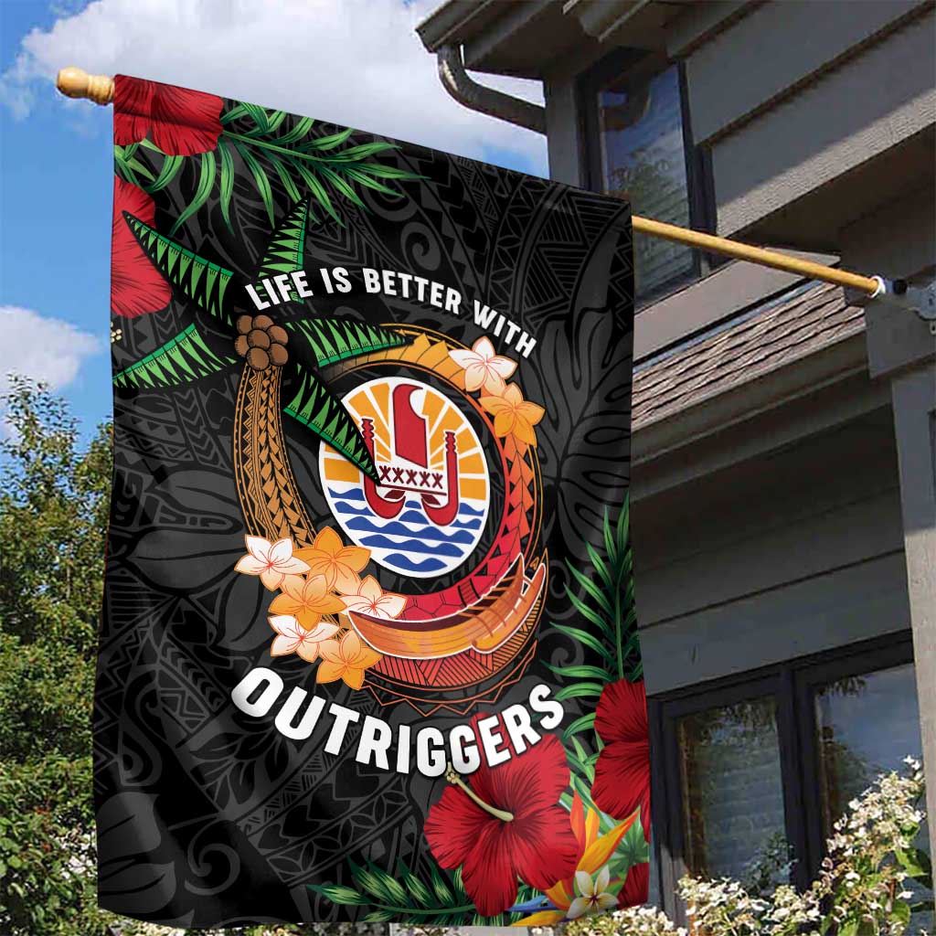 French Polynesia Outrigger Canoe Race Garden Flag Tropical Vibe LT05 - Polynesian Pride