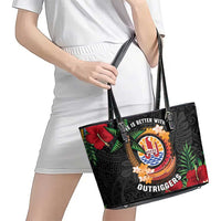 French Polynesia Outrigger Canoe Race Leather Tote Bag Tropical Vibe LT05 - Polynesian Pride