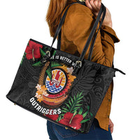 French Polynesia Outrigger Canoe Race Leather Tote Bag Tropical Vibe LT05 - Polynesian Pride