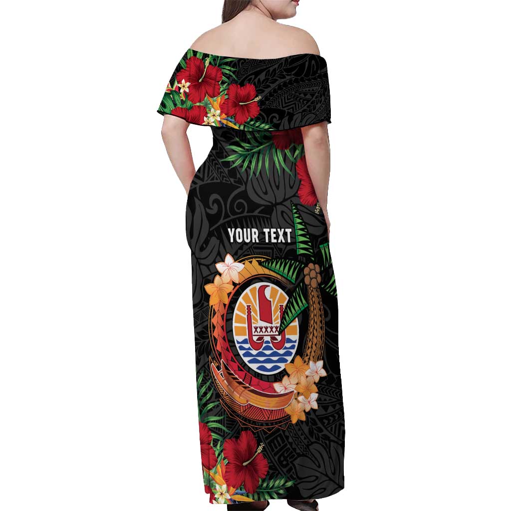 Personalised French Polynesia Outrigger Canoe Race Off Shoulder Maxi Dress Tropical Vibe LT05 - Polynesian Pride
