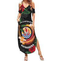 Personalised French Polynesia Outrigger Canoe Race Summer Maxi Dress Tropical Vibe LT05 Women Black - Polynesian Pride