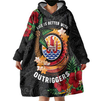 Personalised French Polynesia Outrigger Canoe Race Wearable Blanket Hoodie Tropical Vibe LT05 - Polynesian Pride