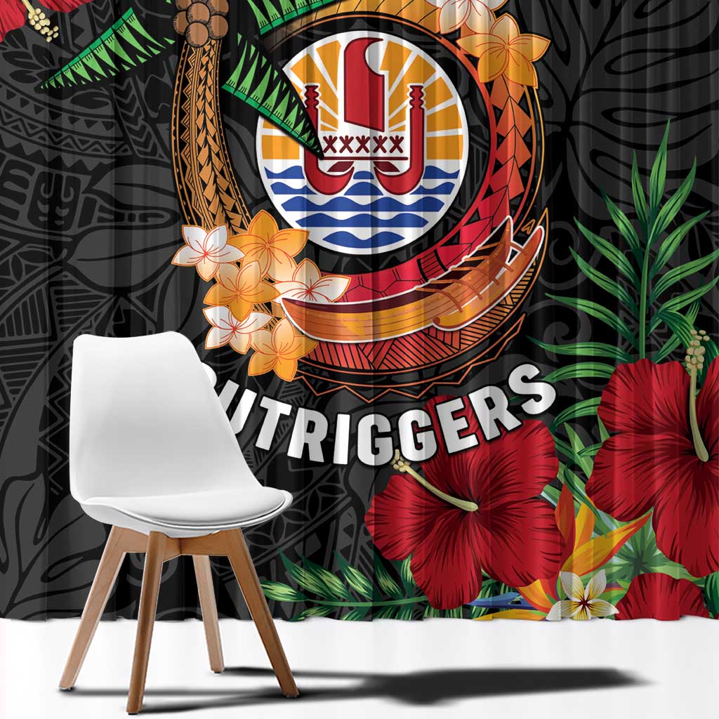 French Polynesia Outrigger Canoe Race Window Curtain Tropical Vibe LT05 - Polynesian Pride
