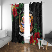 French Polynesia Outrigger Canoe Race Window Curtain Tropical Vibe LT05 With Grommets Black - Polynesian Pride