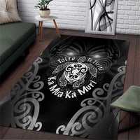 Aotearoa Toitu Te Tiriti Area Rug Ka Mua Ka Muri LT05 Black - Polynesian Pride