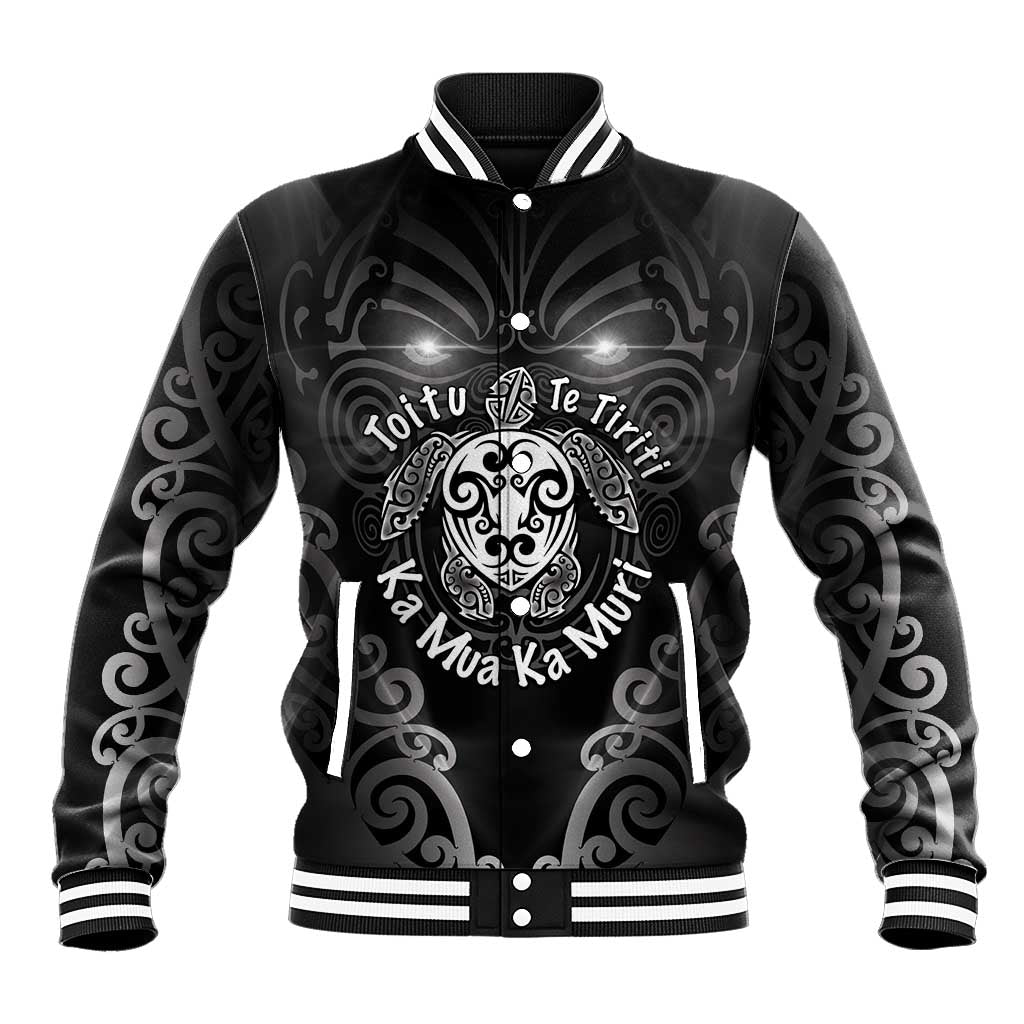 Aotearoa Toitu Te Tiriti Baseball Jacket Ka Mua Ka Muri LT05 Unisex Black - Polynesian Pride