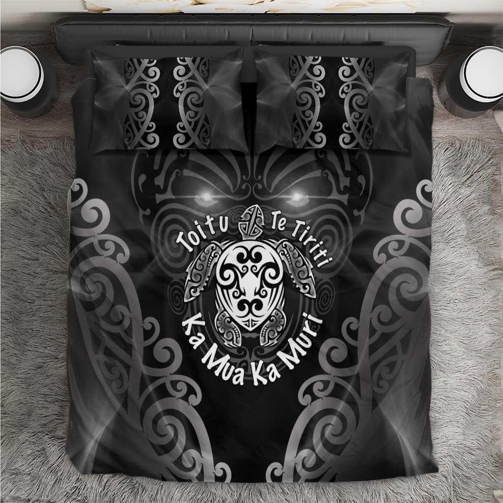 Aotearoa Toitu Te Tiriti Bedding Set Ka Mua Ka Muri LT05 Black - Polynesian Pride