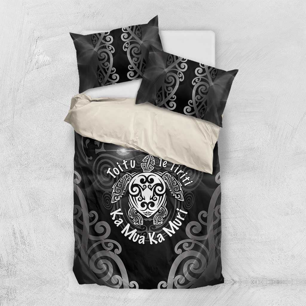 Aotearoa Toitu Te Tiriti Bedding Set Ka Mua Ka Muri LT05 US Twin 172cm x 218cm Black - Polynesian Pride