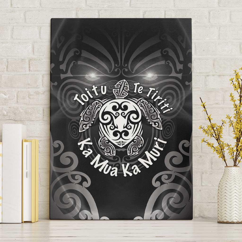 Aotearoa Toitu Te Tiriti Canvas Wall Art Ka Mua Ka Muri LT05 Without Frame Black - Polynesian Pride
