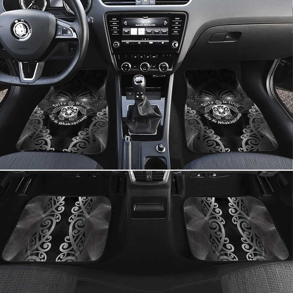 Aotearoa Toitu Te Tiriti Car Mats Ka Mua Ka Muri LT05 Set 4pcs Black - Polynesian Pride