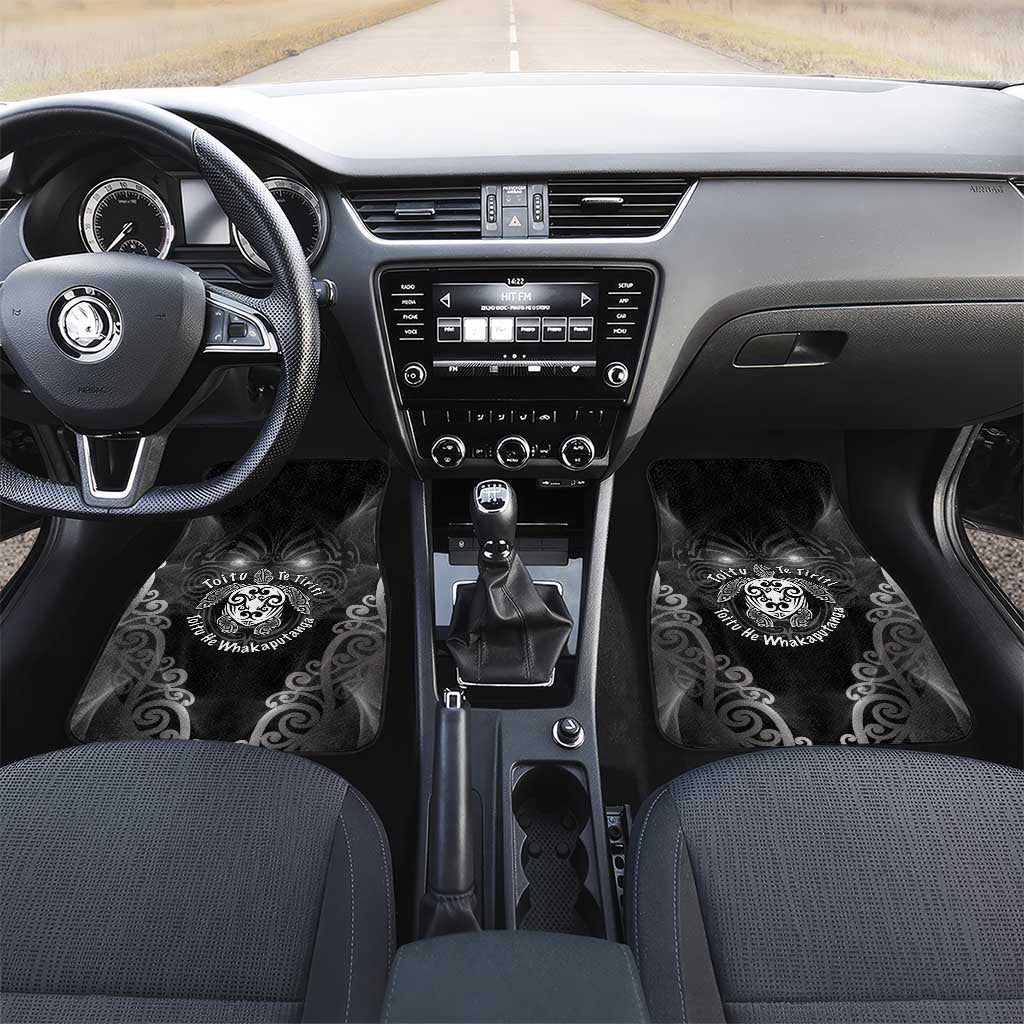 Aotearoa Toitu Te Tiriti Car Mats Ka Mua Ka Muri LT05 Set 2pcs - Front Black - Polynesian Pride